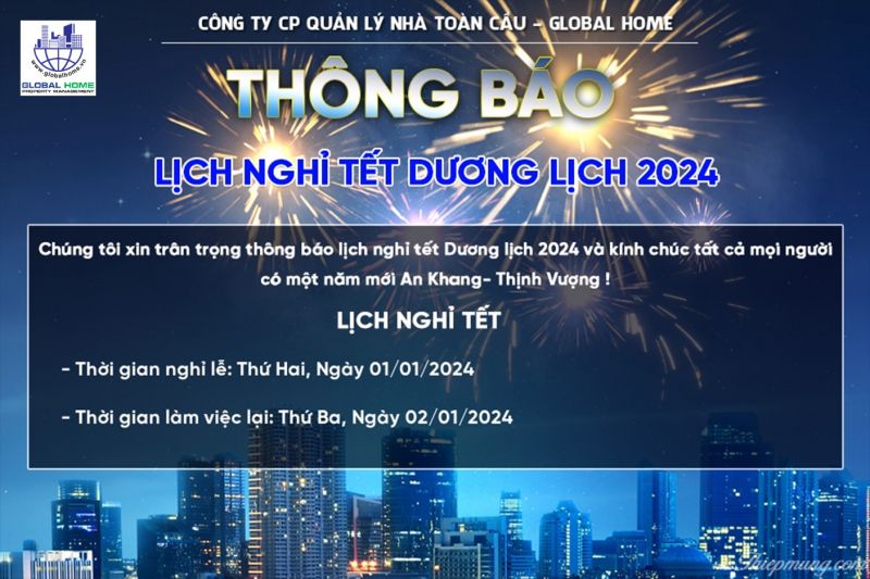 TH&Ocirc;NG B&Aacute;O LỊCH NGHỈ LỄ DƯƠNG LỊCH