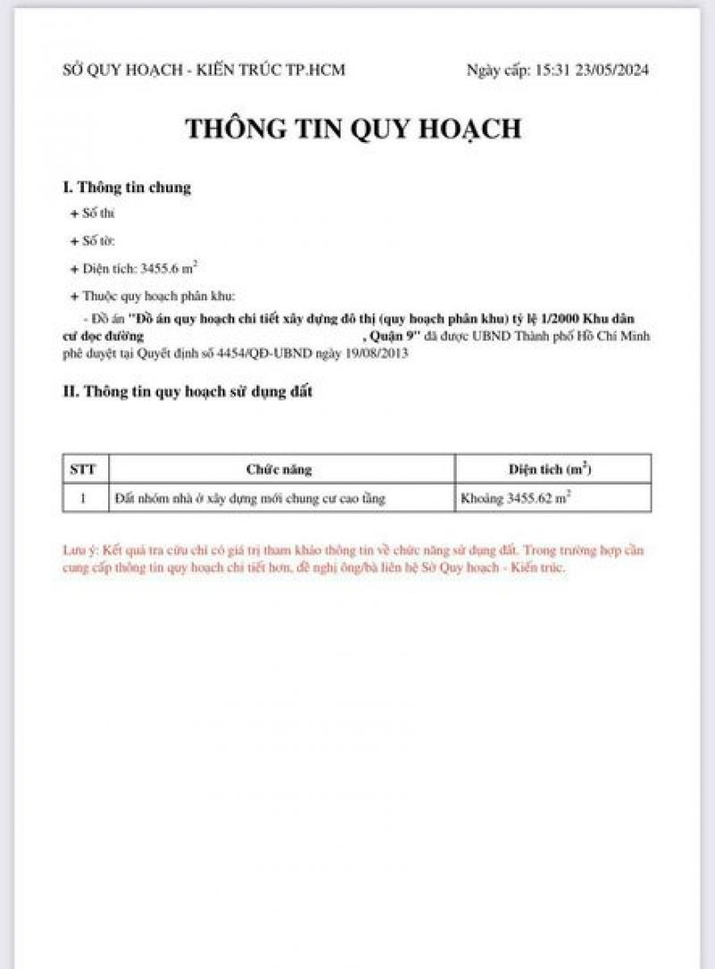Chuyển nhượng Khu Đất: Được Quy Hoạch XD Chung Cư Cao Tầng TP Thủ Đức, TPHCM